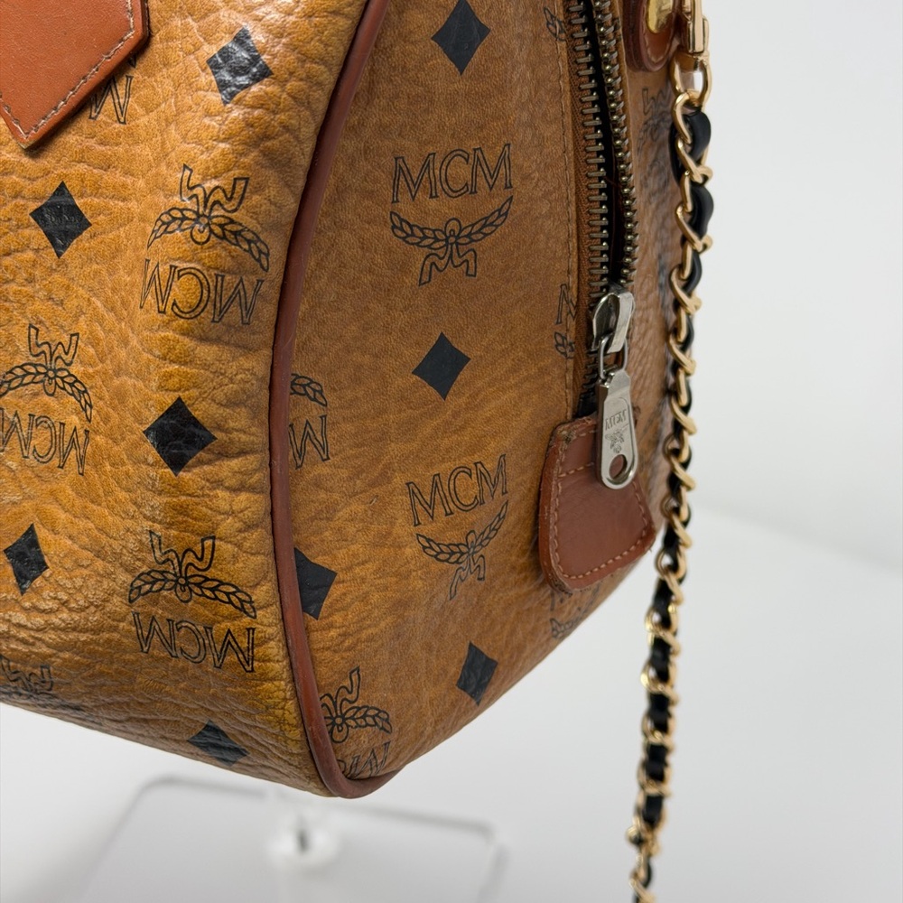 MCM Visetos Monogram Boston Women's Bag w/Crossbody Strap - Picture 8 of 11